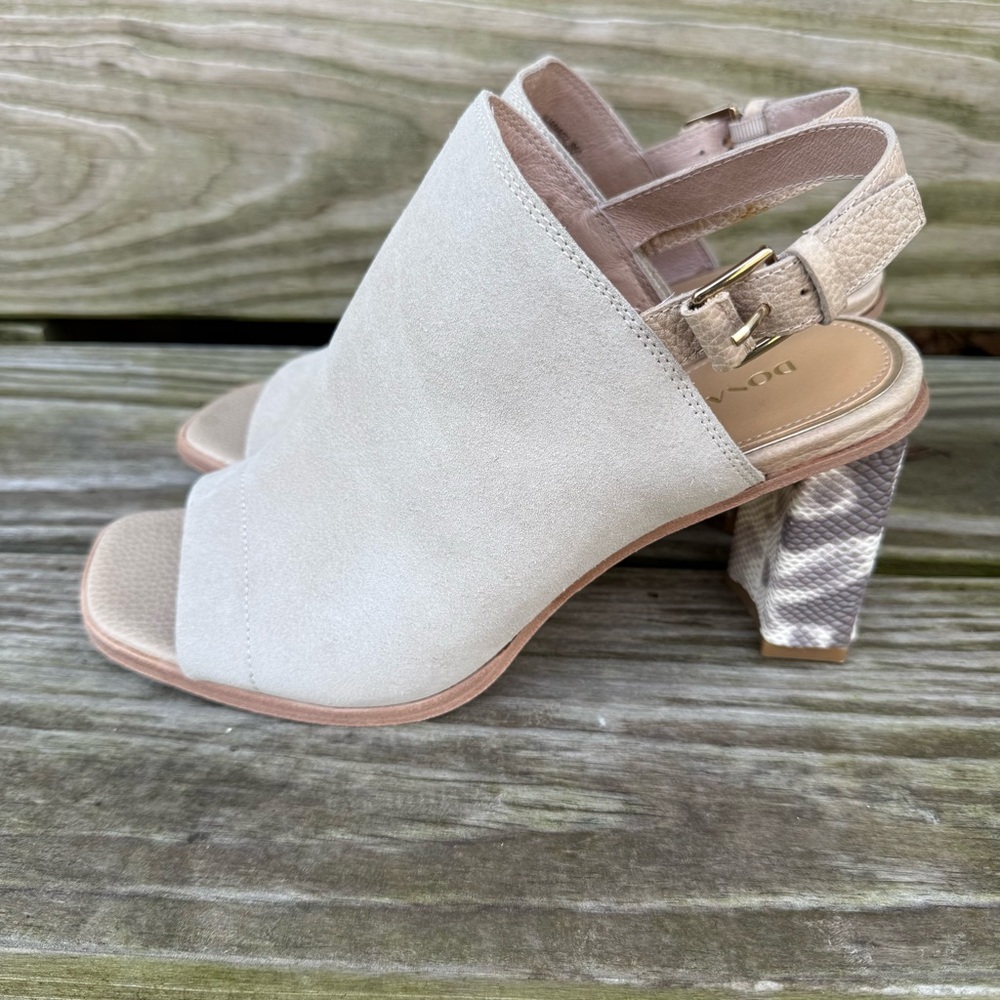 Donald Pliner Suede Slingback Heels Iliana Shootie Open Toe Sandal Sand Color 8M